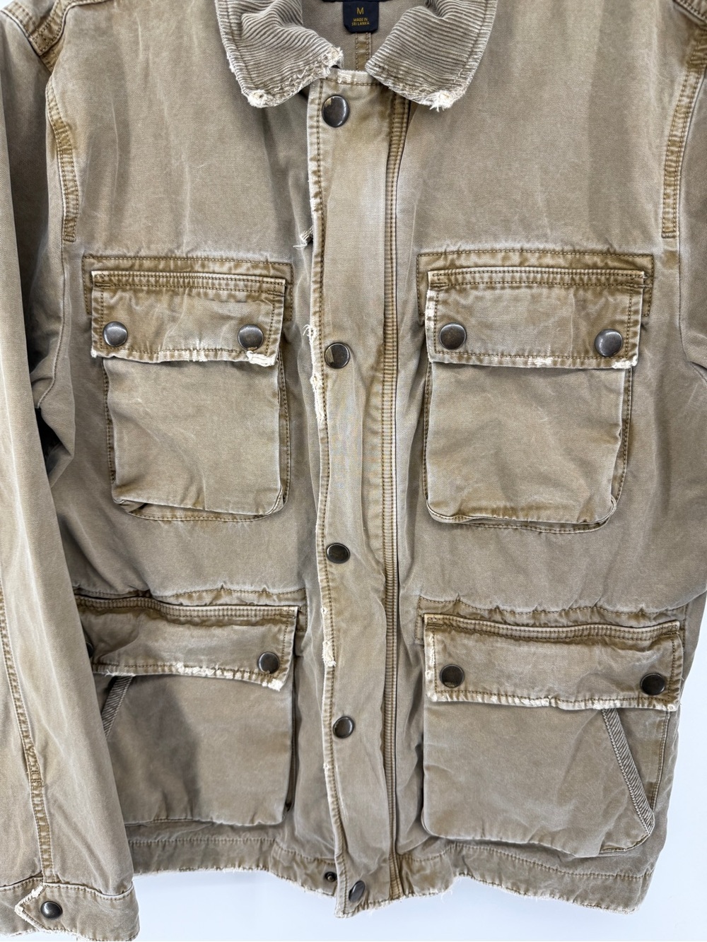 Lucky Brand Utility Grunge Workwear StreetwearKhaki Distressed Field Jacket SzM - Picture 5 of 11